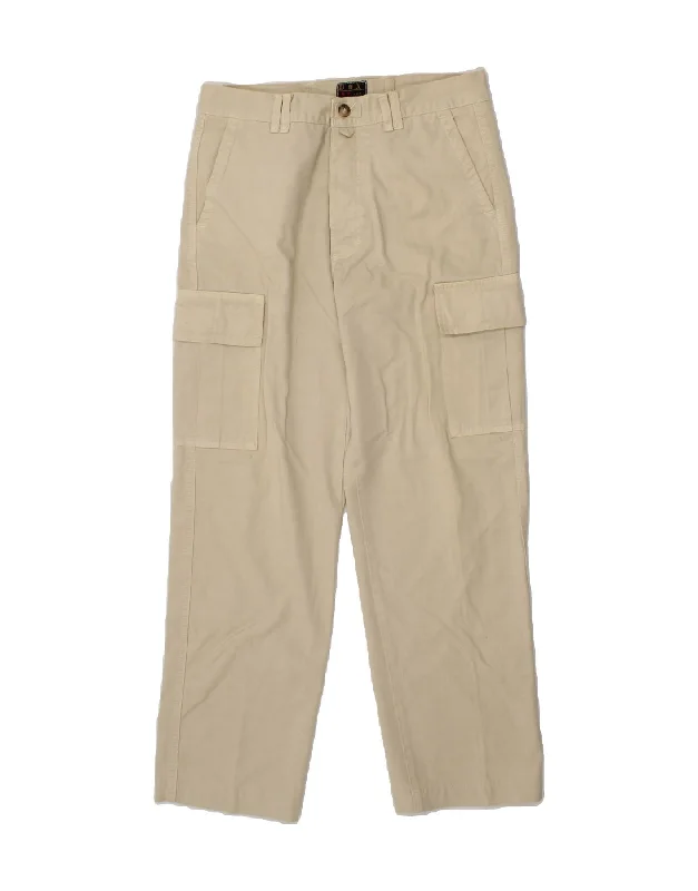 Casual Chic VINTAGE Mens Straight Cargo Trousers W33 L29 Off White Cotton