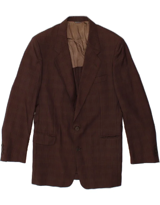 Casual Trends ZIGNONE Mens 2 Button Blazer Jacket IT 48 Medium Brown Check Wool