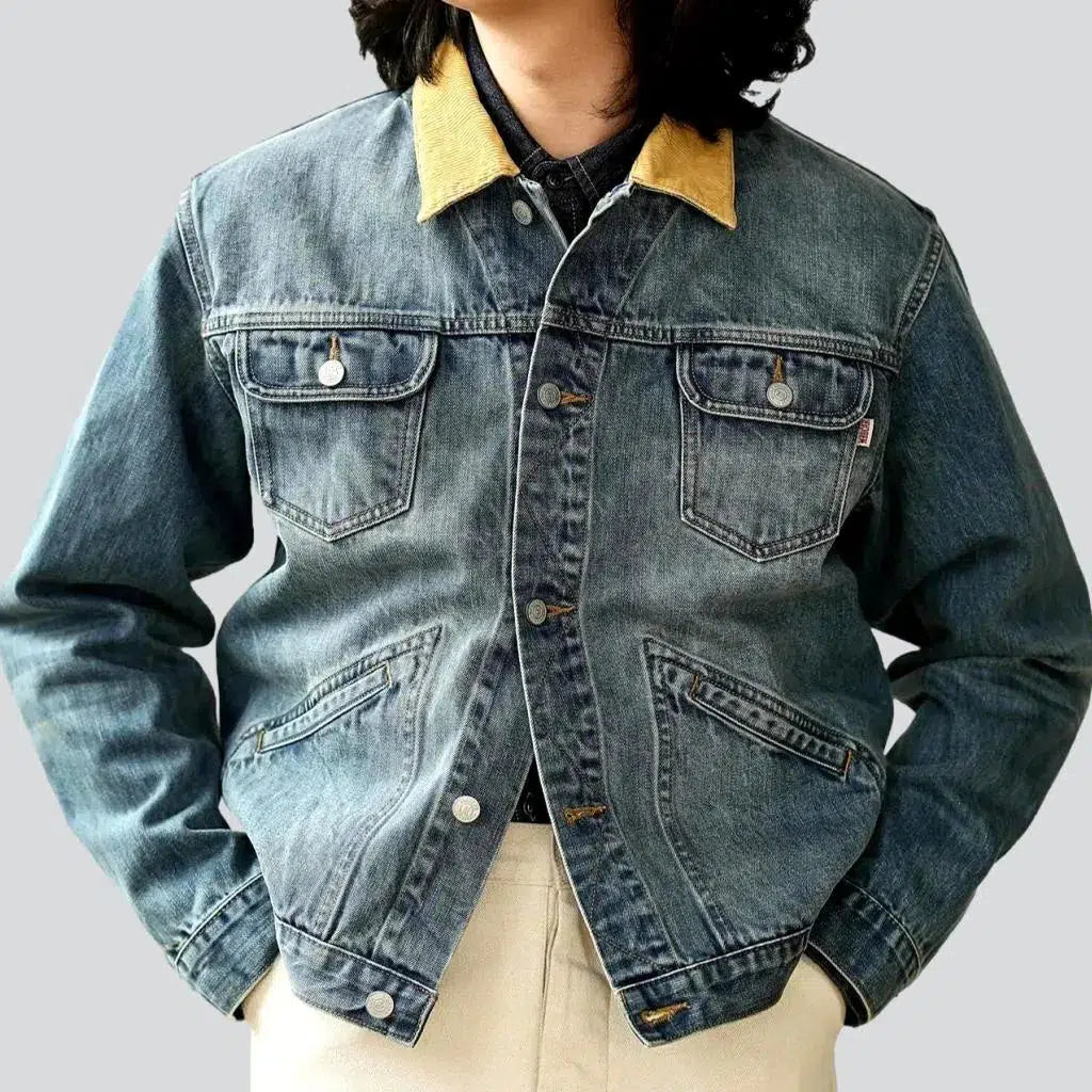 Weekend Outfits Vintage selvedge denim jacket
 for men