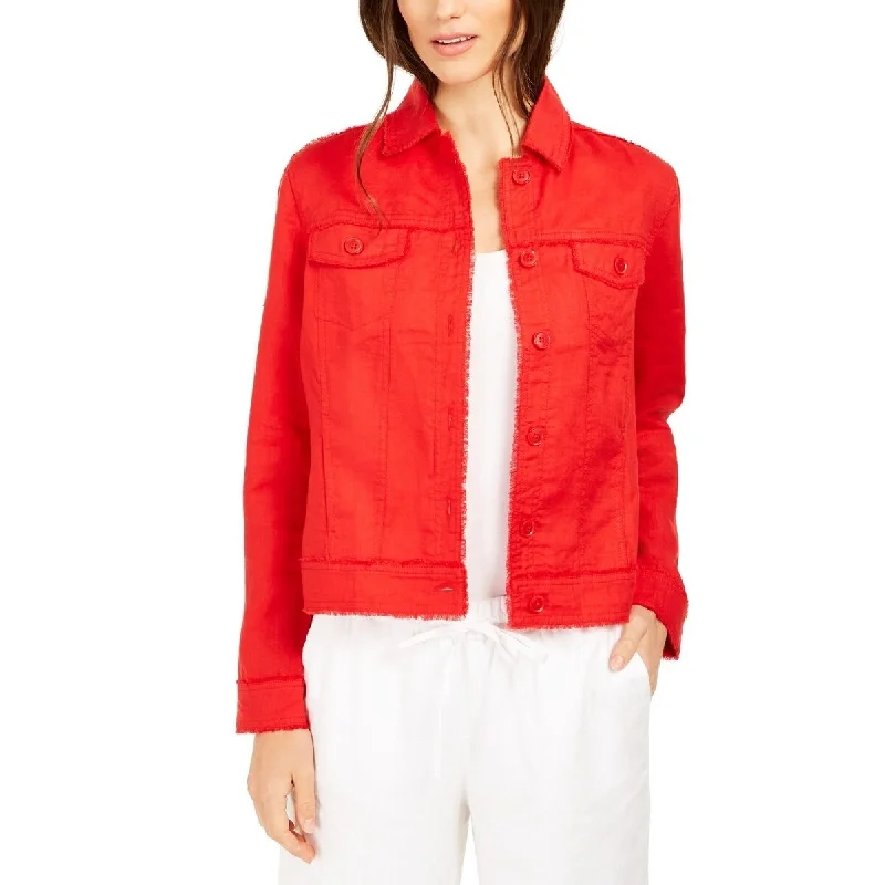 Casual Essentials Charter Club Women's Linen Jacket Red Size Medium