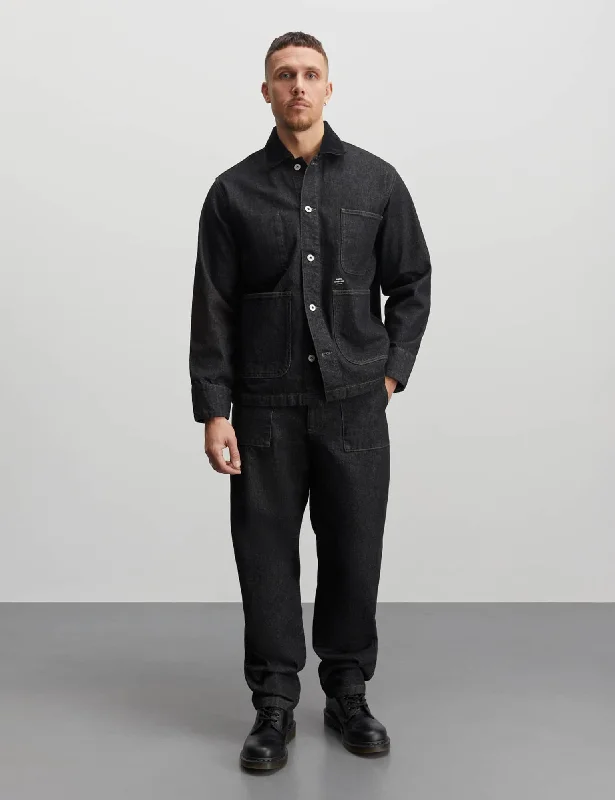 Sporty Styles Arizona Black Denim Chore Jacket, Black