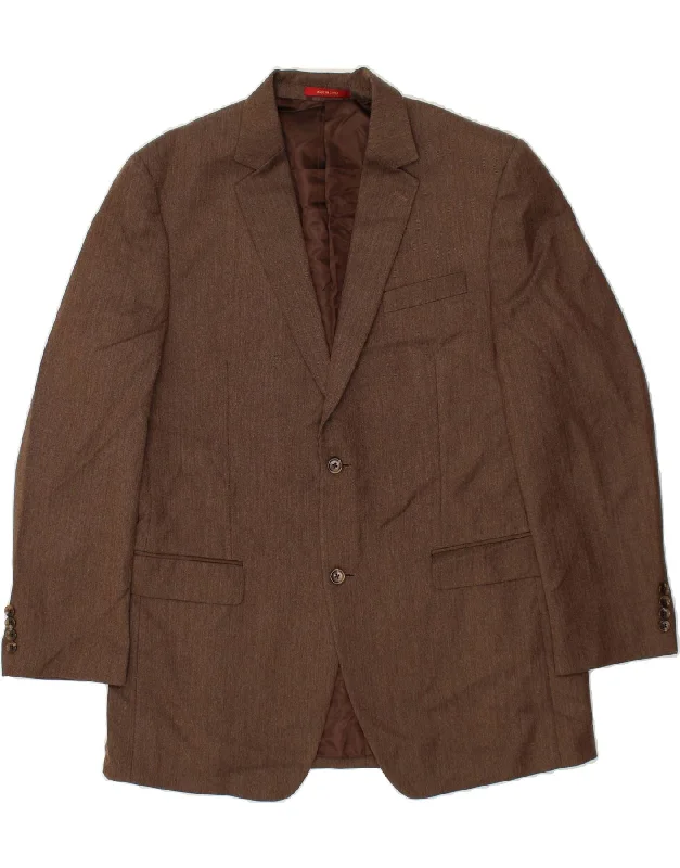 Versatile Style IZOD Mens 2 Button Blazer Jacket UK 42 XL Brown Polyester