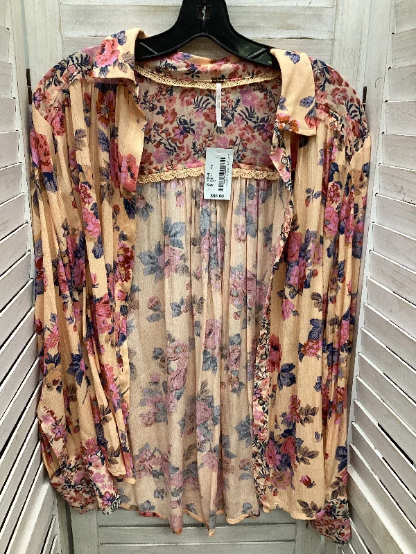 Practical Looks Top Long Sleeve By Free People In Floral Print, Size: Xl