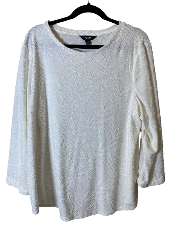 Comfortable Pants Top Long Sleeve By Simply Vera In White, Size: 2x