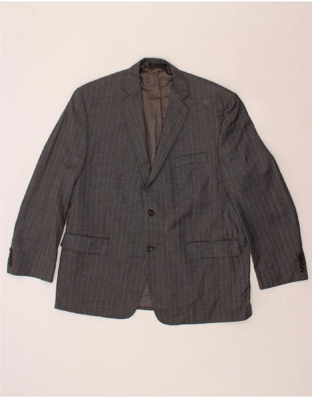 Street Hoodies IZOD Mens 2 Button Blazer Jacket UK 46 3XL Grey Pinstripe Wool