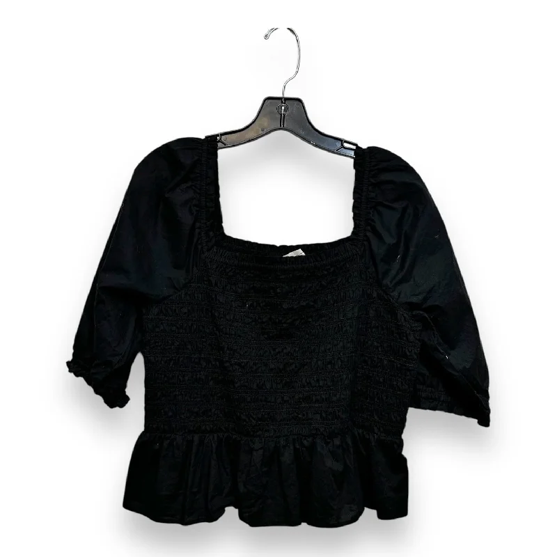 Suede Jackets Top 3/4 Sleeve Basic By Loft O In Black, Size: M