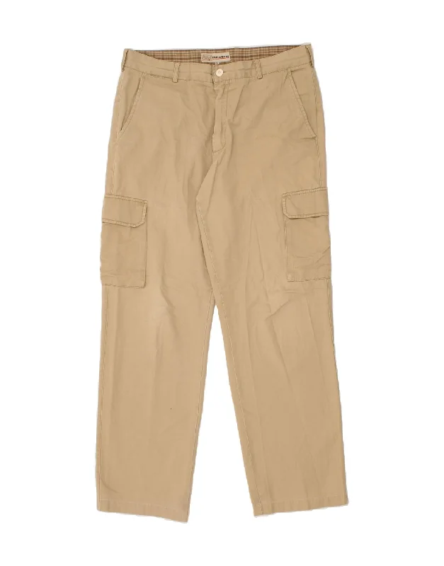 Stylish Layers VINTAGE Mens Straight Cargo Trousers IT 52 XL W38 L32  Beige Cotton