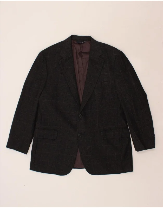 High-end Jackets BROOKS BROTHERS Mens 2 Button Blazer Jacket UK 40 Large Black Check Wool