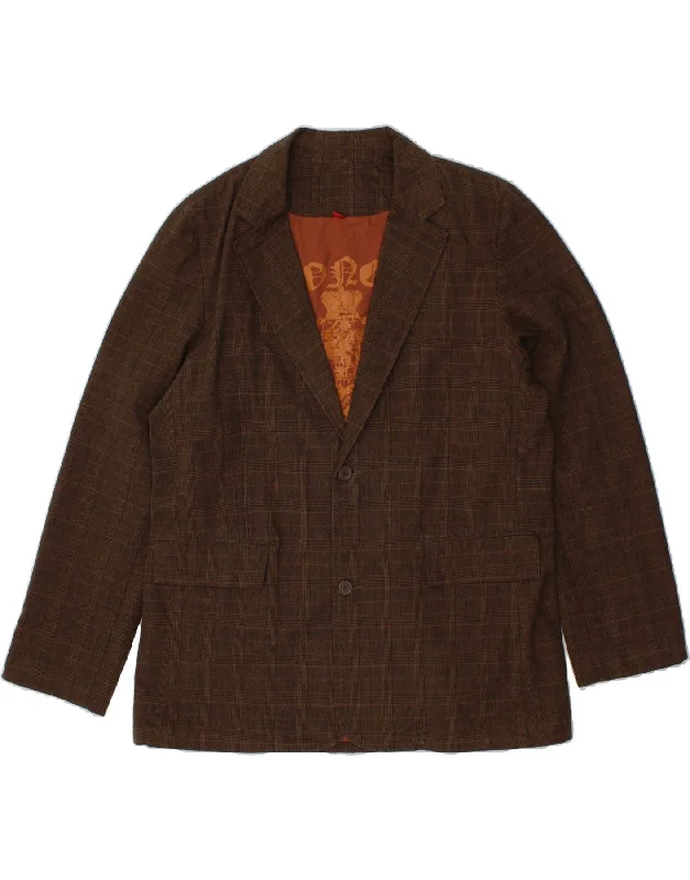 Effortless Style MOSSIMO Mens 2 Button Blazer Jacket UK 40 Large Brown Check Cotton