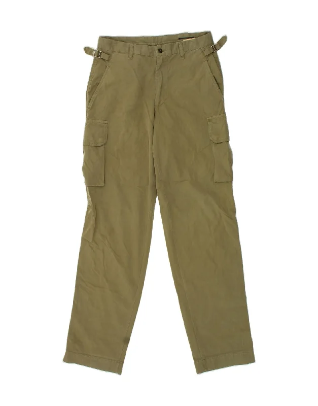 Smart Looks MASON'S Mens Straight Cargo Trousers W30 L34  Green Cotton