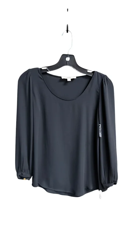 Stylish Polos Top Long Sleeve By Loft In Black, Size: Xxsp