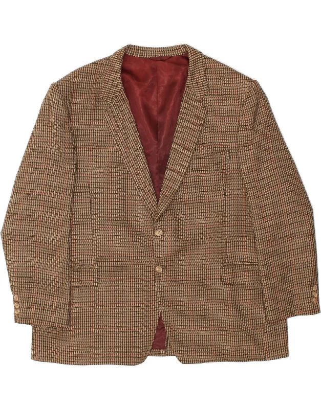 Fashion Basics VINTAGE Mens 2 Button Blazer Jacket UK 42 XL Brown Houndstooth