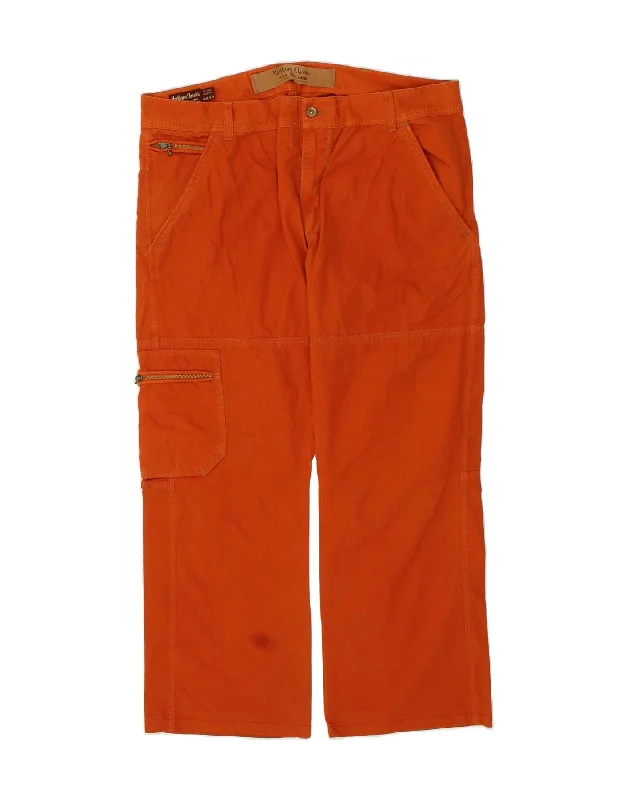 Light Jackets MARLBORO CLASSICS Mens Straight Cargo Trousers W40 L31 Orange Cotton