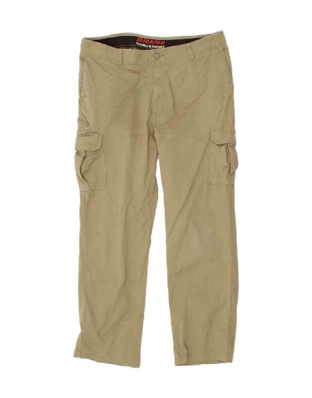 Urban Apparel DICKIES Mens Flex Straight Cargo Trousers W38 L30 Beige Cotton