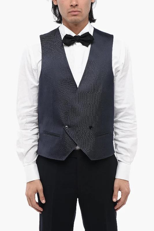 Tech Jackets Corneliani Silk Double Breasted Waistcoat With Martingale