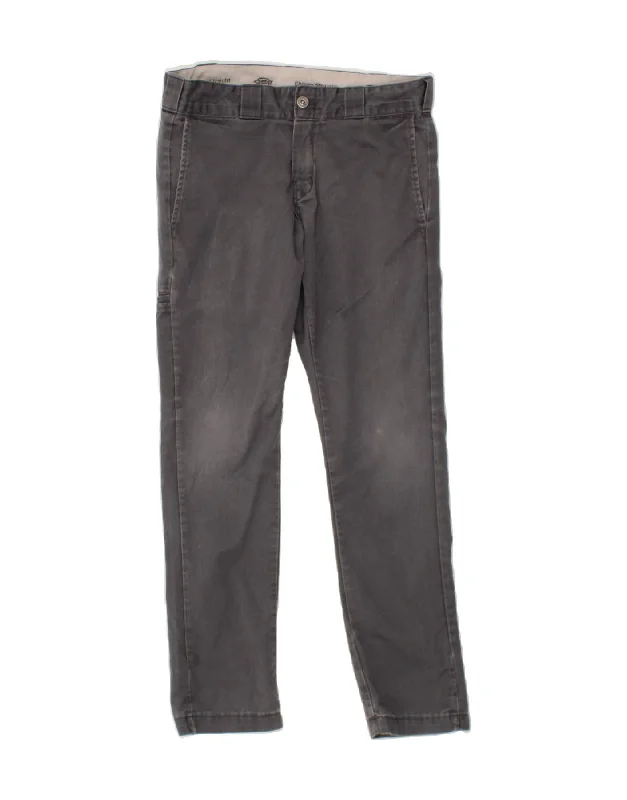 Comfortable Outfits DICKIES Mens Skinny Straight Chino Trousers W30 L30 Grey Cotton