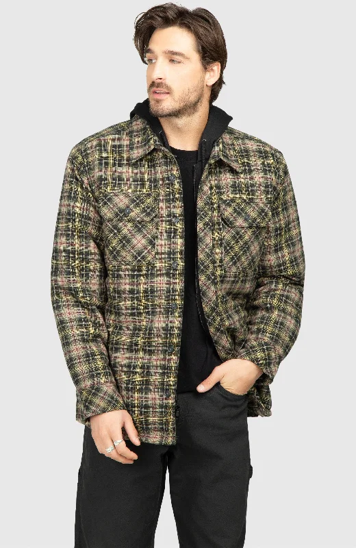 Statement Shoes Black Pine Hooded Flannel Shirt Jacket