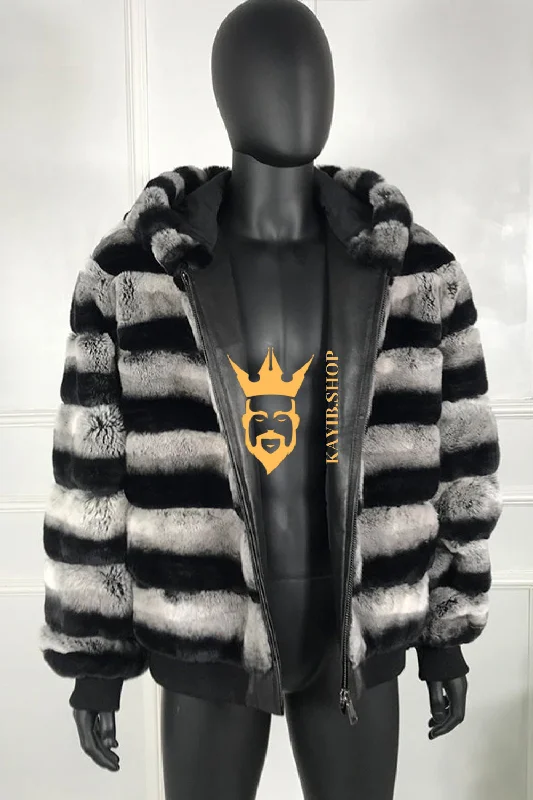 Street Tees Luxury Handmade Premium Cashmere & wool Real Fur Coats with Rex Rabbit Fur