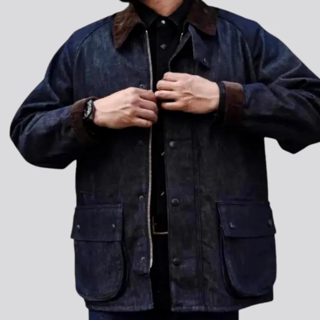 Smart Tops Medium length casual stylish men's denim coat