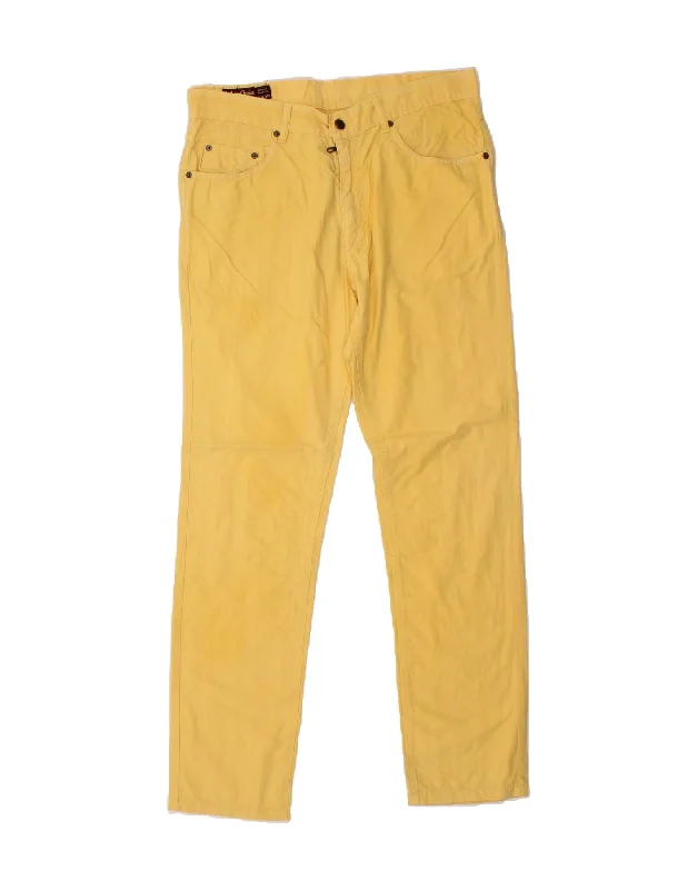 Comfy Apparel MARLBORO CLASSICS Mens Slim Casual Trousers W33 L31 Yellow Cotton