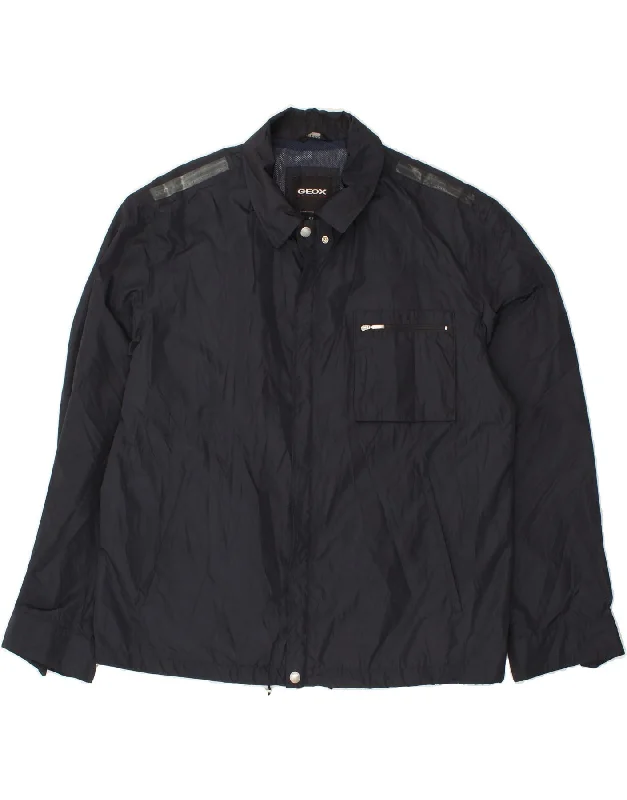 Laid-Back Style GEOX Mens Rain Jacket IT 54 2XL Navy Blue Polyester