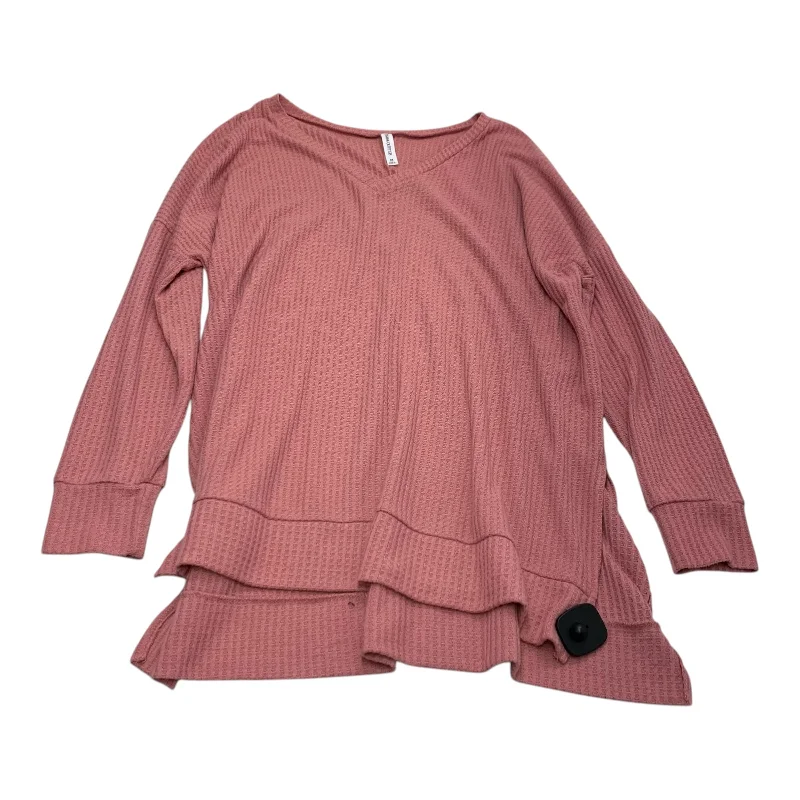 Everyday Outfits Top Long Sleeve By Zenana Outfitters In Pink, Size: 2x