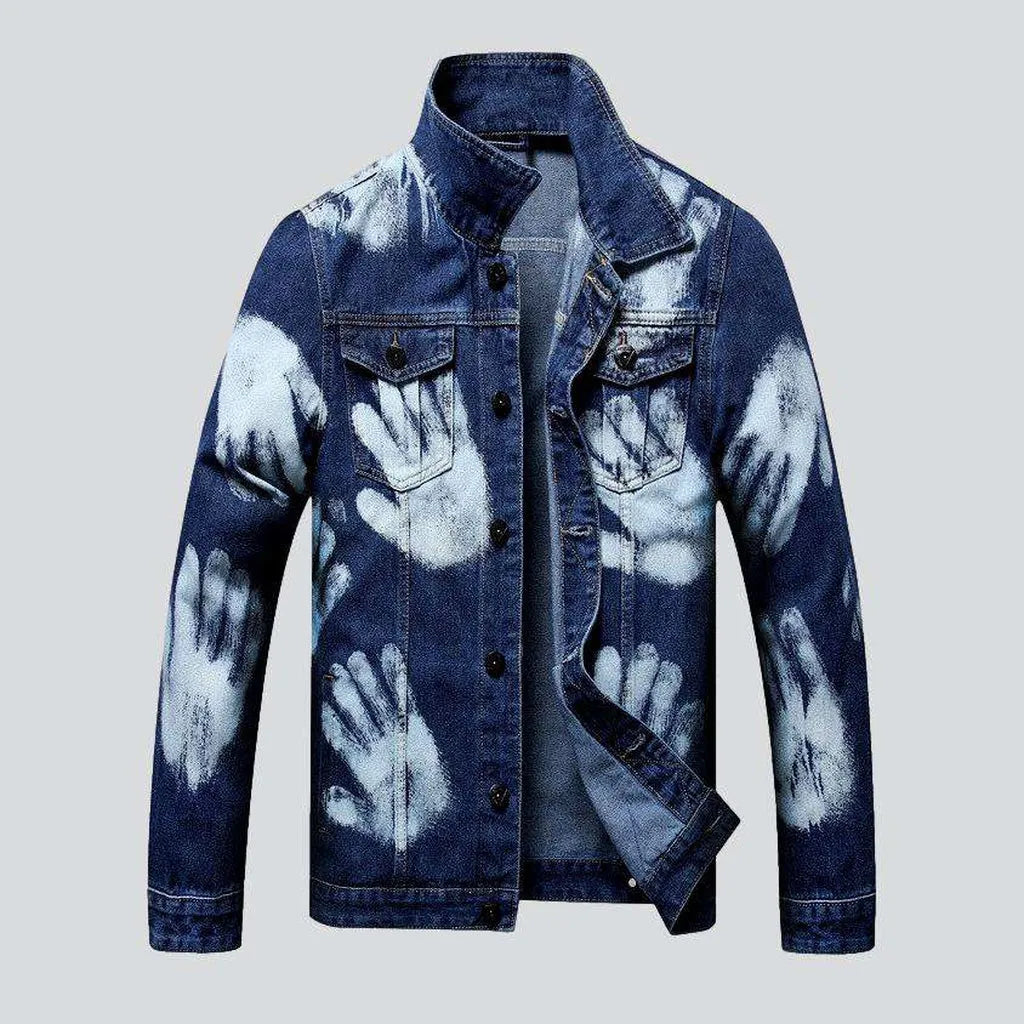 Casual Hoodies Hand-painted men's denim jacket