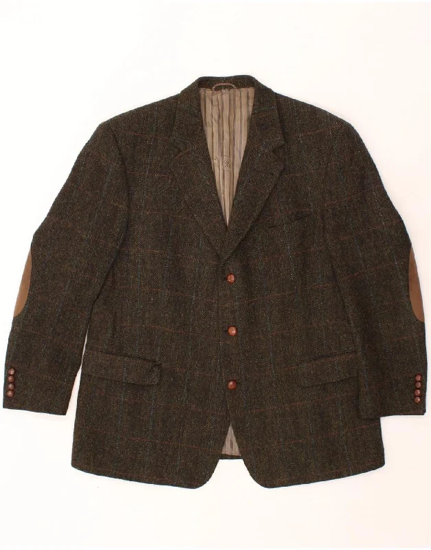 Sporty Look HARRIS TWEED Mens Mario Barutti Blazer Jacket UK 46 3XL Khaki Check