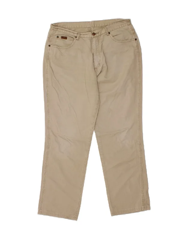 Relaxed Pants WRANGLER Mens Straight Jeans W34 L30 Beige Cotton