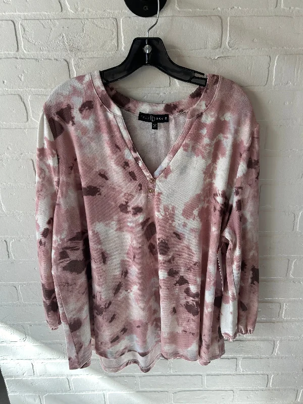 Boho Menswear Top Long Sleeve By Fred David In Pink, Size: 2x