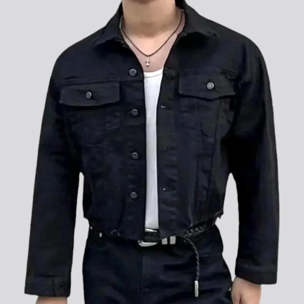 Sporty Suits Monochrome crop oversized men's denim jacket