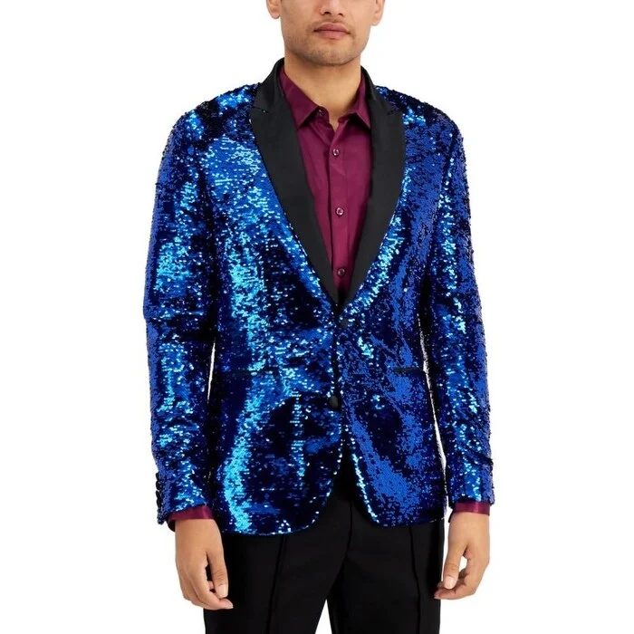 Street Style INC International Concepts Men's Micro-Sequin Blazer Navy Size S - Small