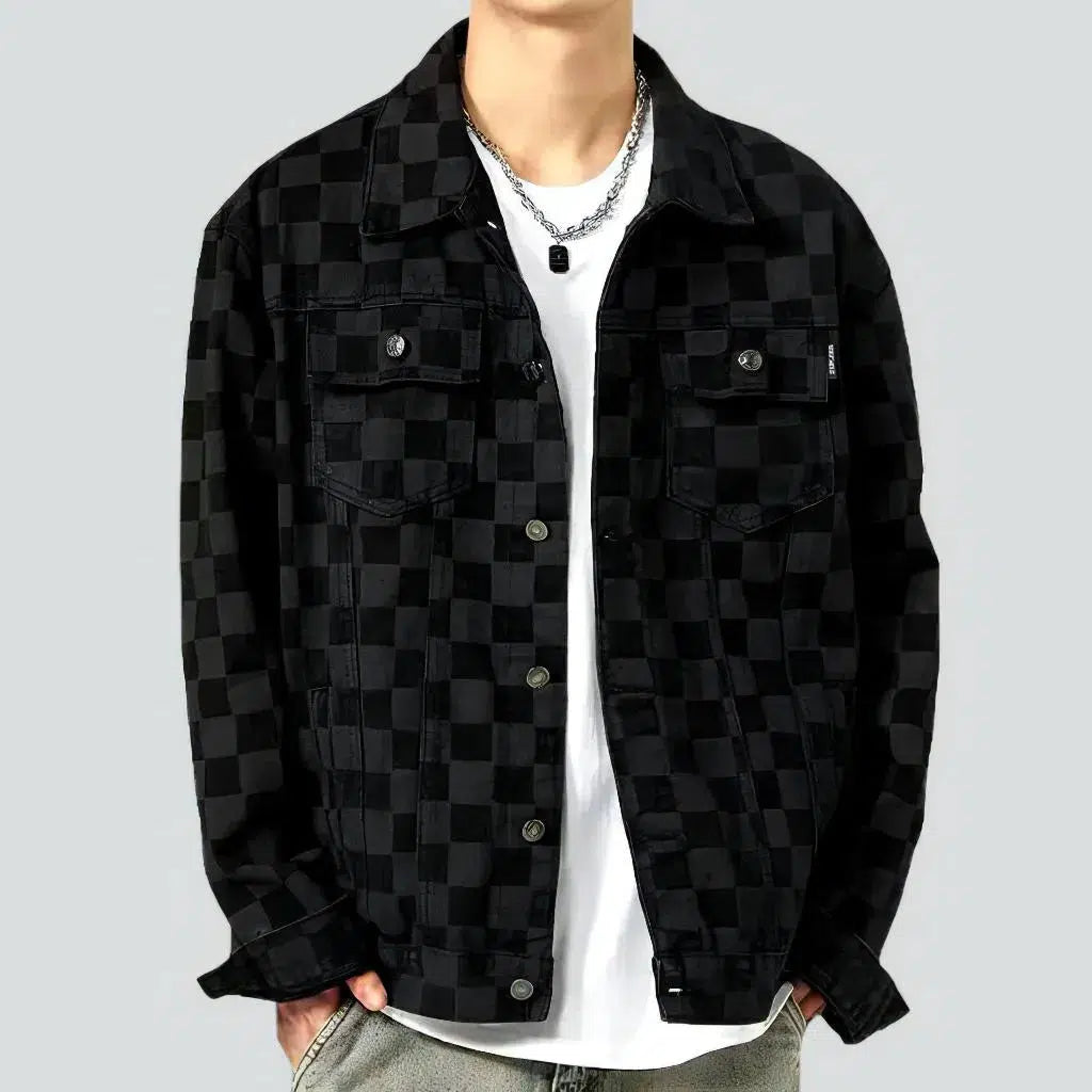 Stylish Apparel Painted black men's jean jacket