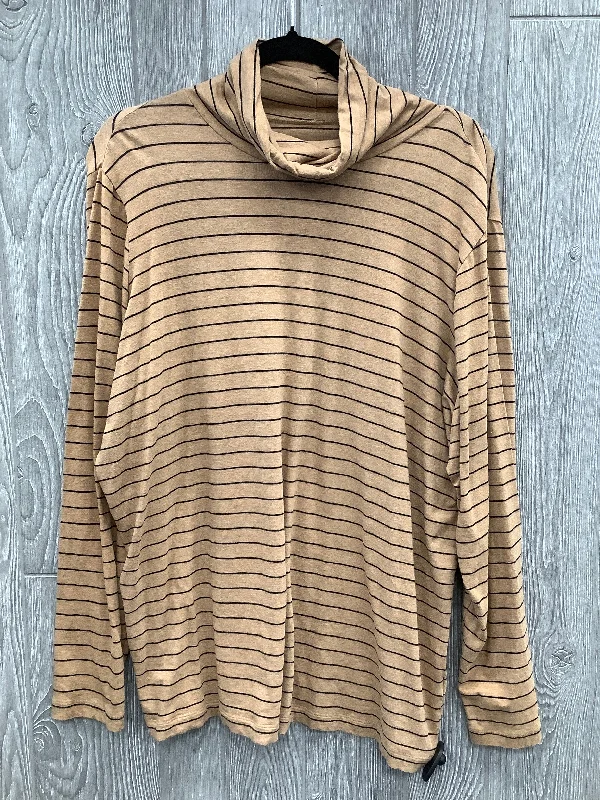 Casual Boots Top Long Sleeve By Lands End In Brown, Size: 2x