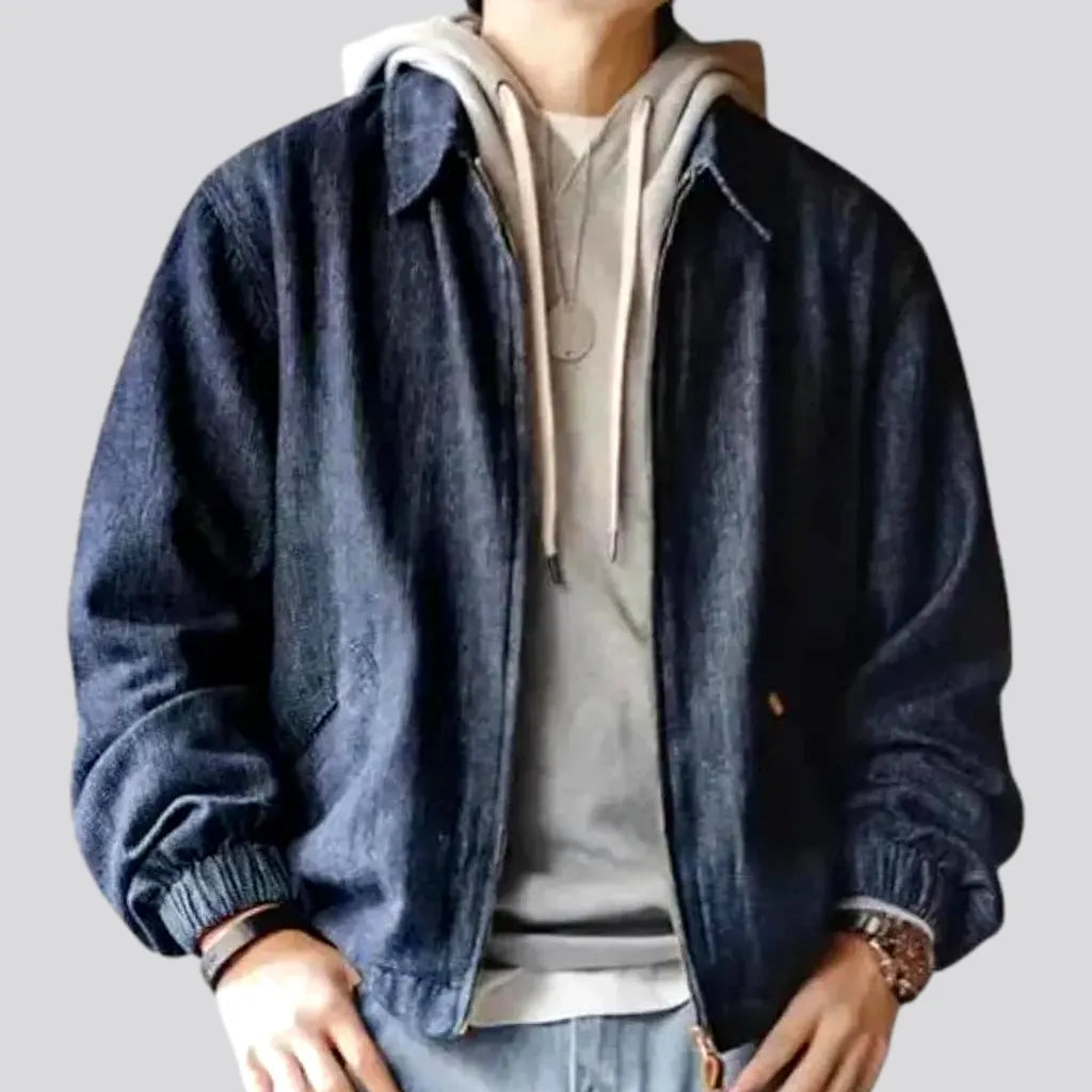 Casual Chinos Textured men's jeans bomber jacket