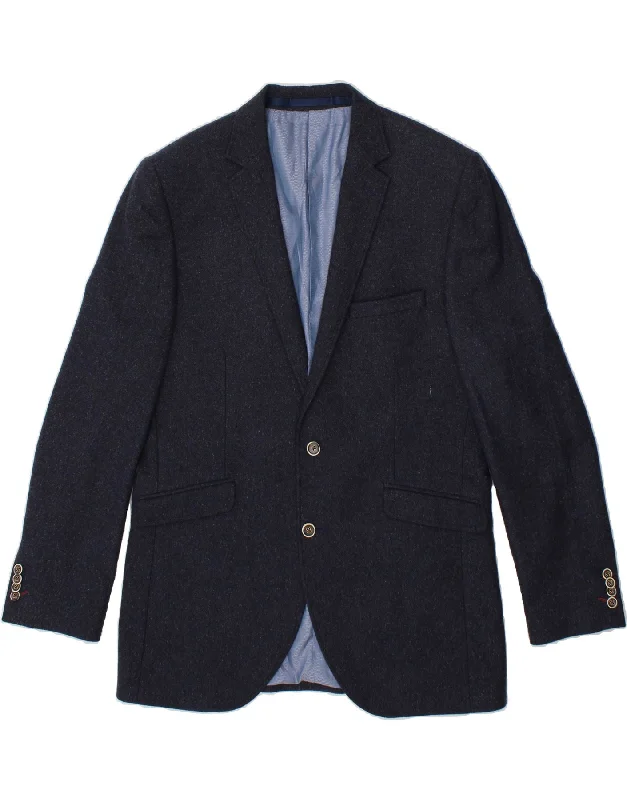 Puffer Jackets BROOK TAVERNER Mens 2 Button Blazer Jacket UK 42 XL Navy Blue Flecked Wool