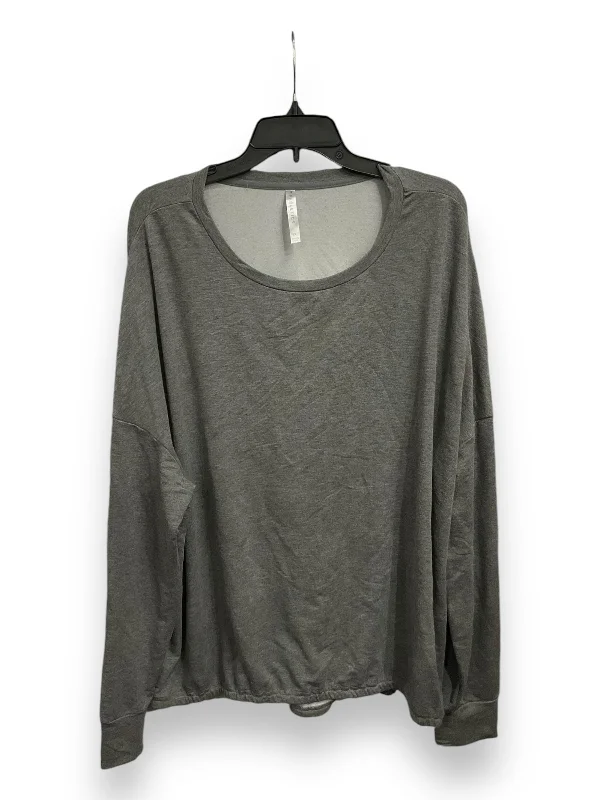 Sporty Styles Top Long Sleeve By Fabletics In Grey, Size: 3x