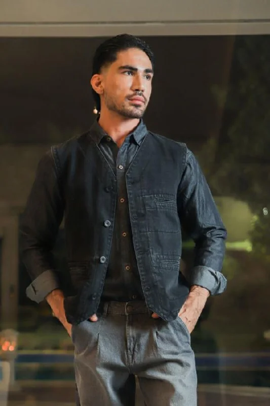 Casual Comfort Denim Black Waistcoat