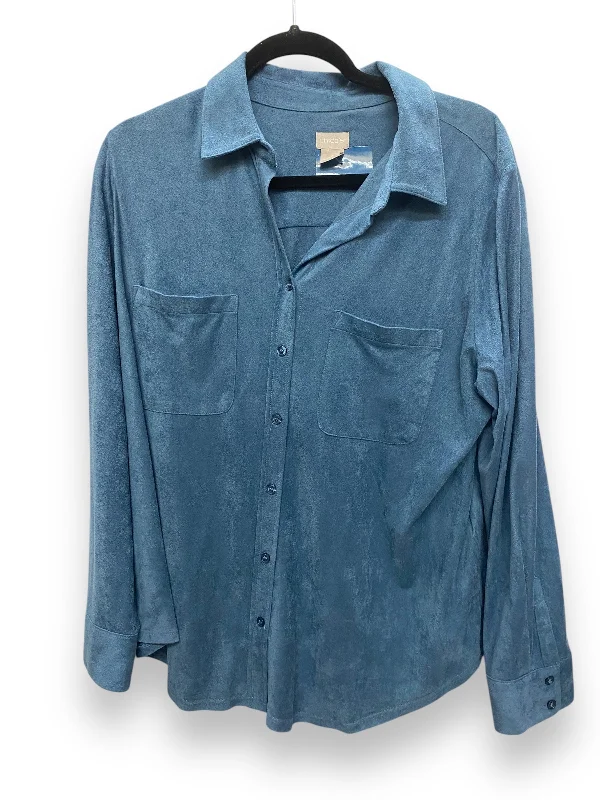 Tailored Comfort Top Long Sleeve By Chicos In Blue, Size: 2