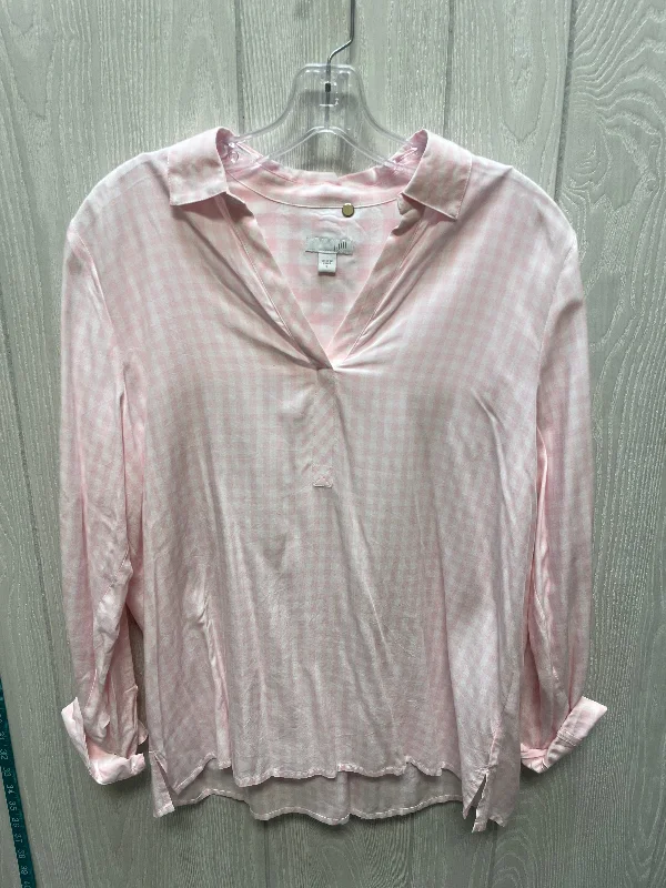 Relaxed Casuals Top Long Sleeve By J. Jill In Pink & White, Size: S