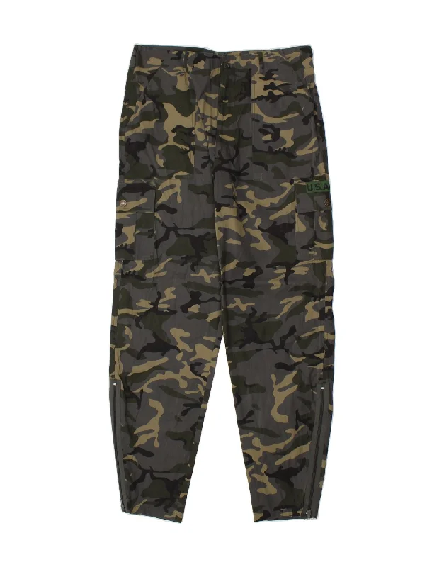 Cool Streetwear VINTAGE Mens Tapered Cargo Trousers EU 52 XL W38 L33 Grey Camouflage Army