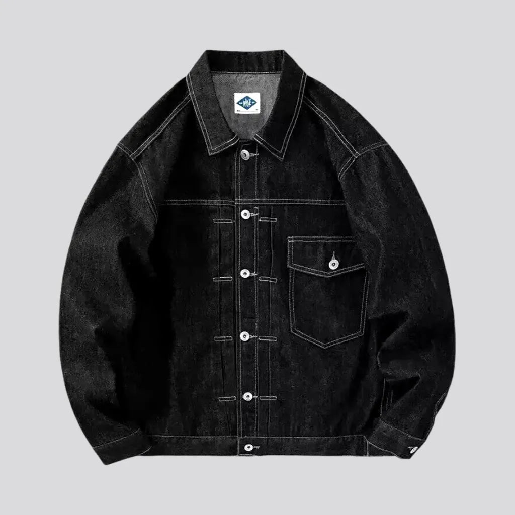 Athletic Gear Dark cargo pocket men's denim jacket