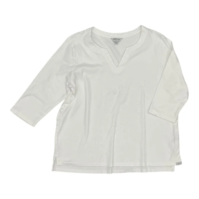 Trendy Apparel Top 3/4 Sleeve By Orvis In White, Size:Xl