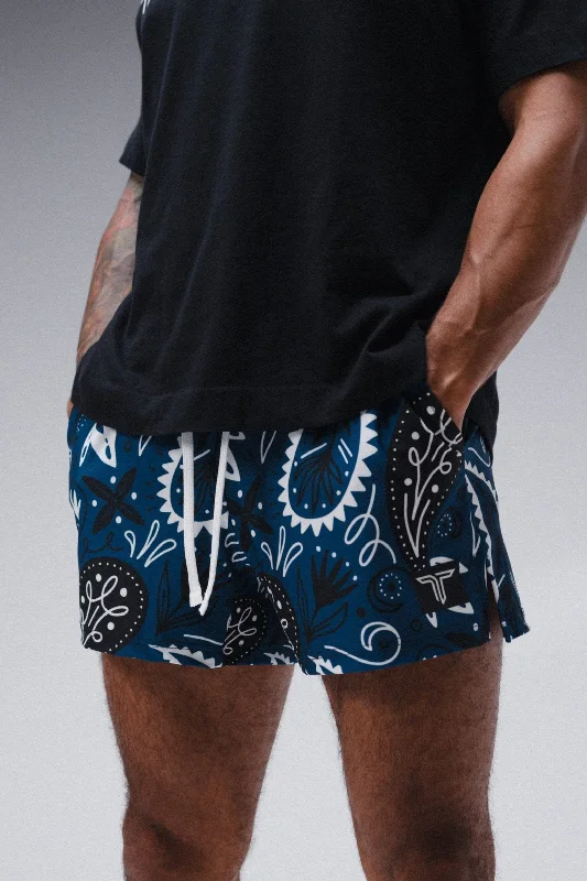 Sporty Look Bandana Gym Shorts (5” & 7" Inseam) - Blue