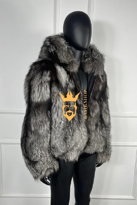 Retro Style Luxury Handmade Premium fox fur & wool Real Fur Coats with Rex Rabbit Fur