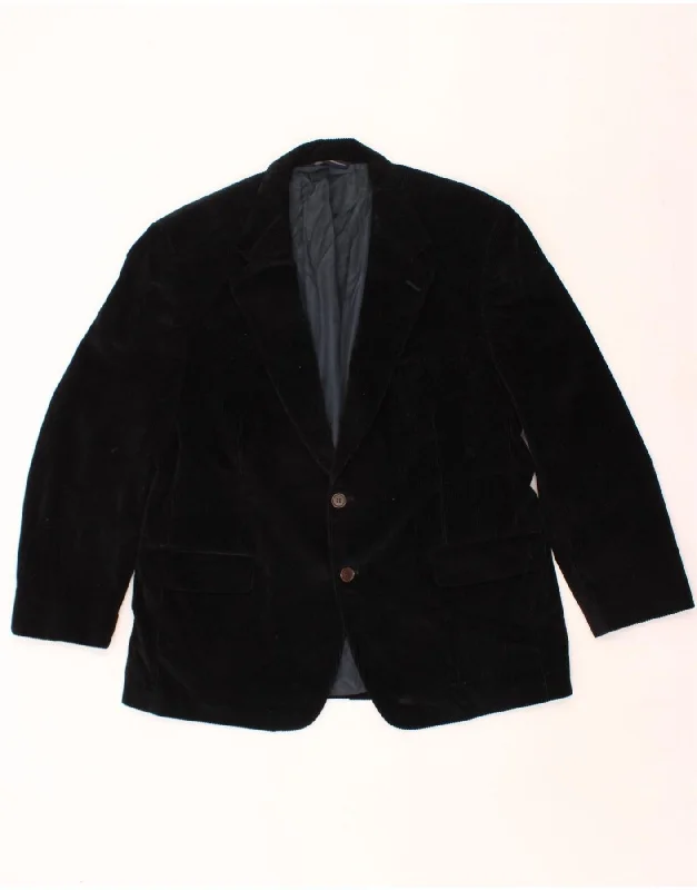 Classic Casual BROOKS BROTHERS Mens Corduroy 2 Button Blazer Jacket IT 54 2XL Black