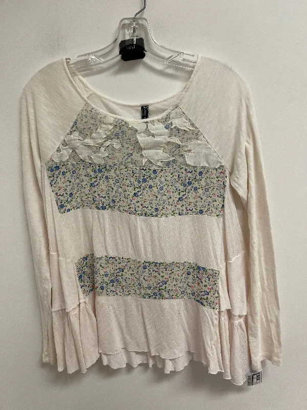 Stylish Sneakers Top Long Sleeve By Free People In Blue & White, Size: S