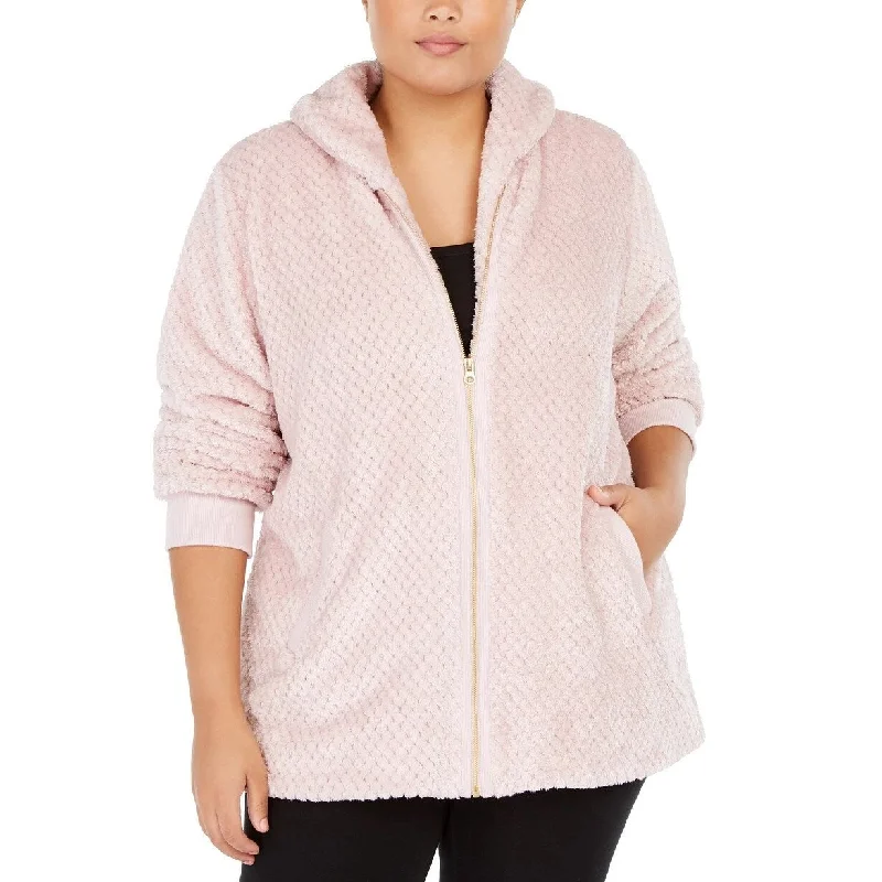 Urban Apparel Ideology Women's Plus Size Quilted Sherpa Jacket Pink Size 3X