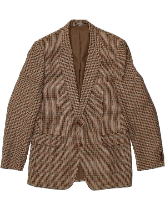 Summer Tees VINTAGE Mens 2 Button Blazer Jacket UK 38 Medium Brown Houndstooth