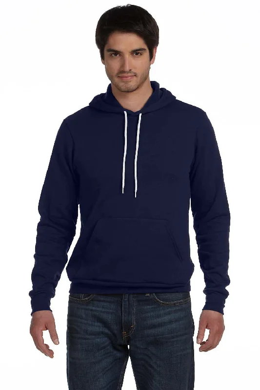 Weekend Wear Bella + Canvas Mens Sponge Fleece Hooded Sweatshirt Hoodie w/ Pouch Pocket - Navy Blue